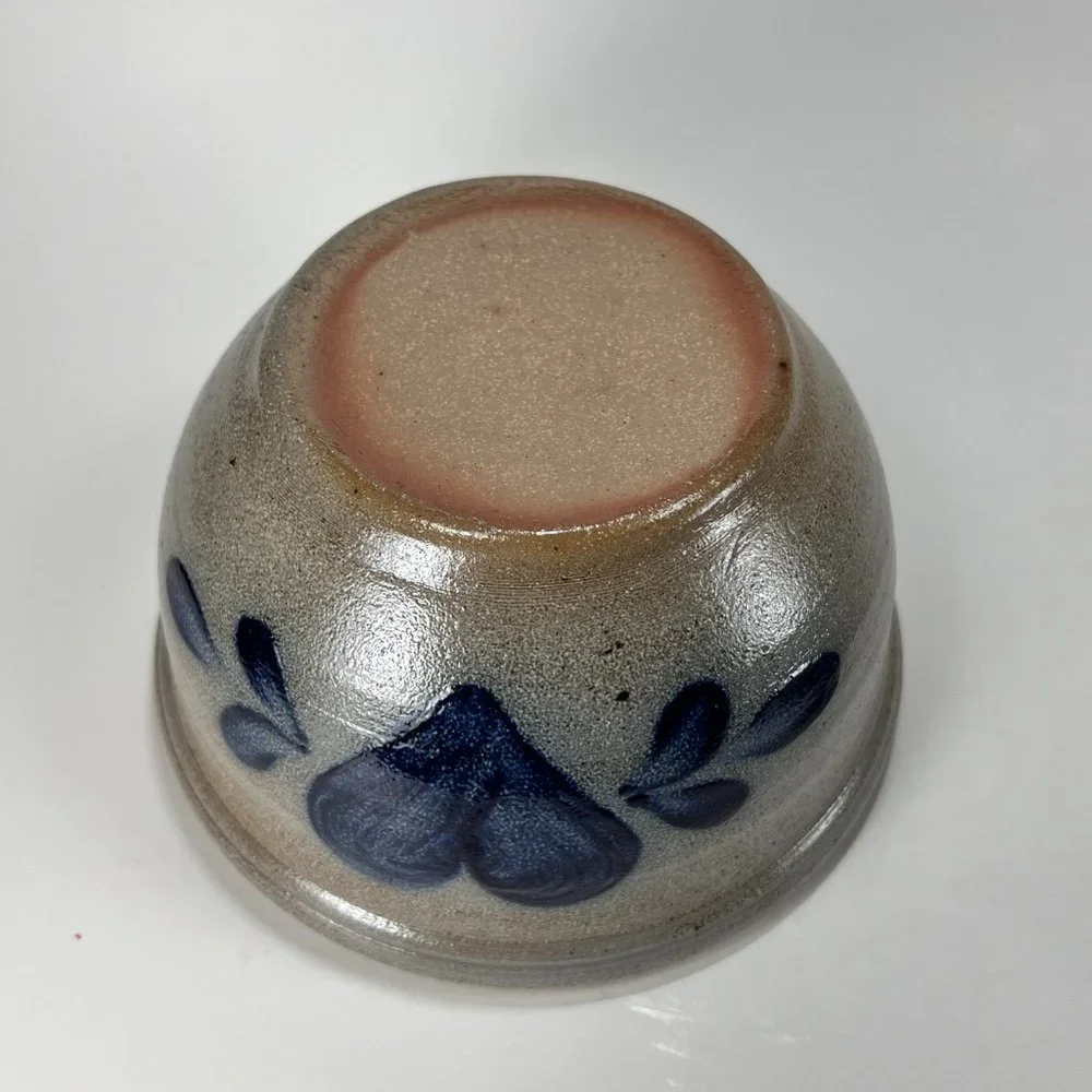 Vtg Rowe Pottery Works Butter Dish Crock Lid Stoneware Salt Glazed 80s